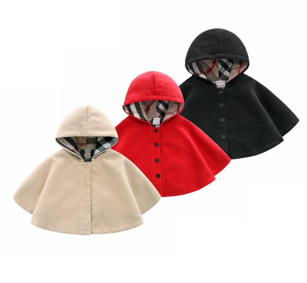 

Retail Baby Girls Winter wool windproof cashmere Cloaks Outwear Kids hick warm shawl scarf poncho Children Coats Jackets Clothing 8117774, Red