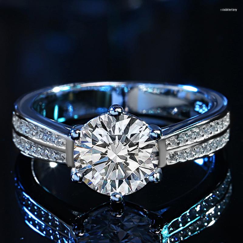 

Cluster Rings Classic Wedding Moissanite Ring 925 Sterling Silver Excellent Cut 2 D Color Diamond Test Past Mussanite For Lady