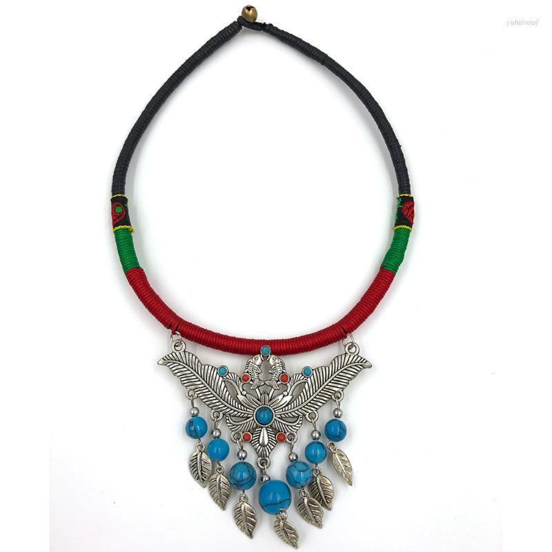 

Choker Vintage Jewelry Handmade Necklace Ethnic Style Collier Beads Tassel Pendant Statement For Women