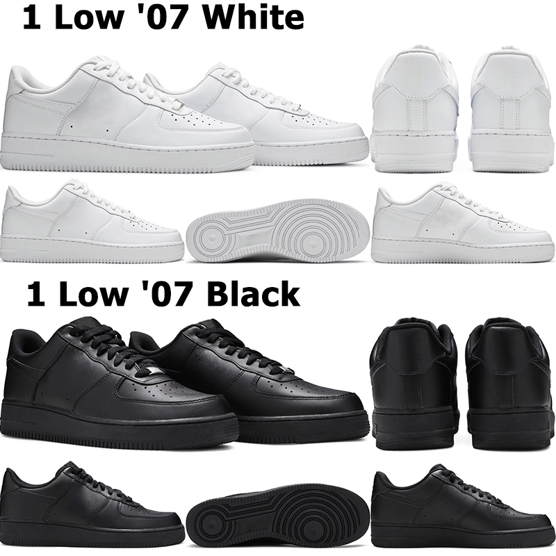 

Designer af1 running shoes one men women 1 low 07 Triple White Black classic mens trainers outdoor platform sneakers walking jogging, Blakc