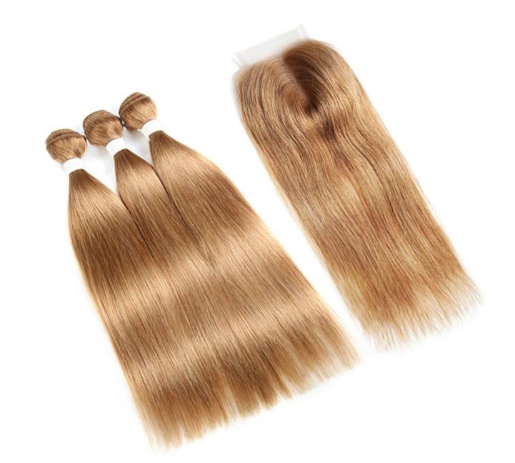 

Honey Blonde Silky Straight Hair Weave Bundles With Lace Closure Brazilian Virgin Hair 3 Bundles With Closure 27 Human Hair Bundl7582175