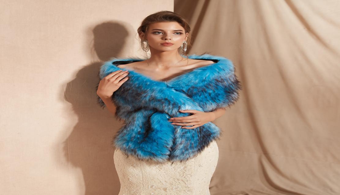 

CMS18093 Wedding stole fur Blue faux fur wrap shrugs boleros wraps Evening Scarves Shawls Women Jacket Prom Evening Party4587694, White