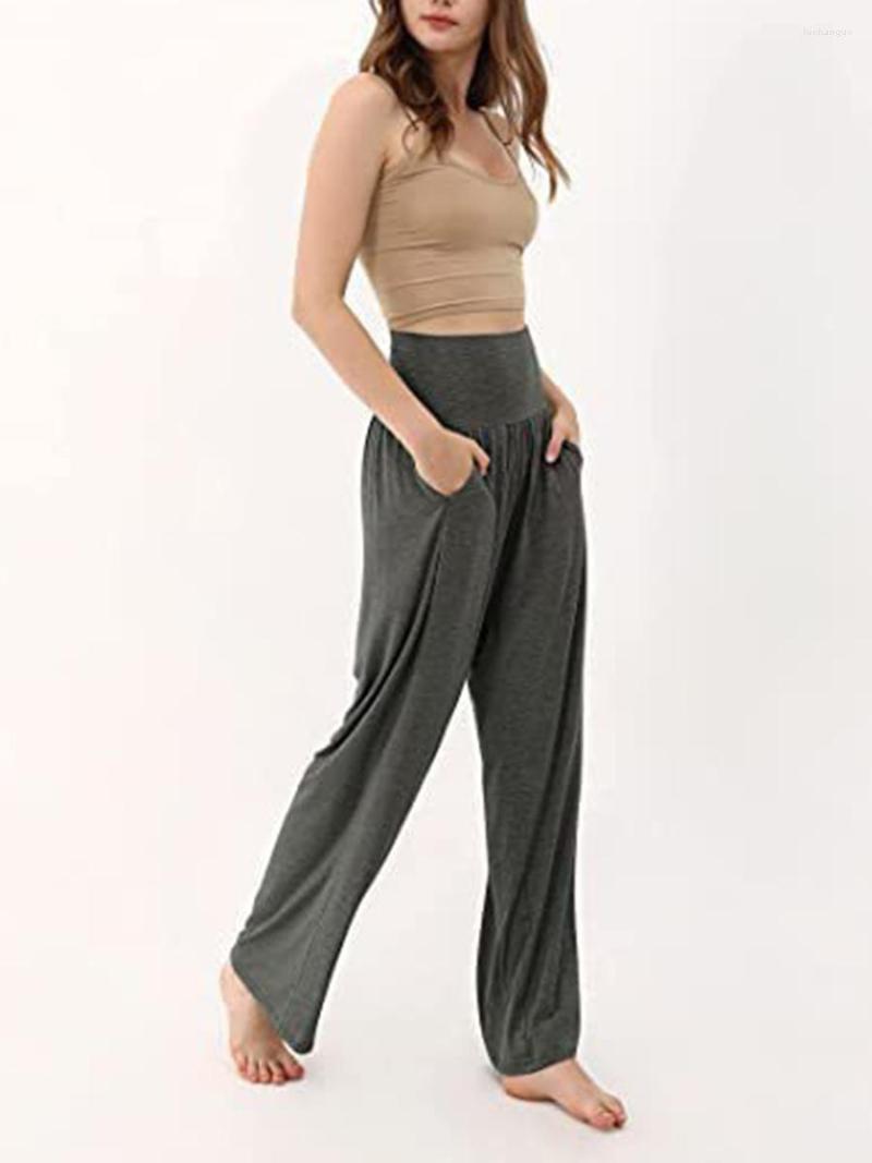 

Women' Pants Comfortable Solid Color High Waist Wide Leg For Women - Loose Fit Yogo Lounge With Pockets Perfect Beach Or, Black
