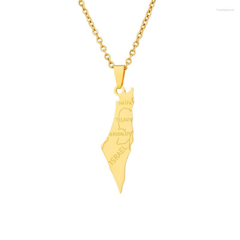 

Chains Stainless Steel Israel Map Tag Pendant Necklace Hip Hop Isreali Gifts Jewelry Wholesale SN1229