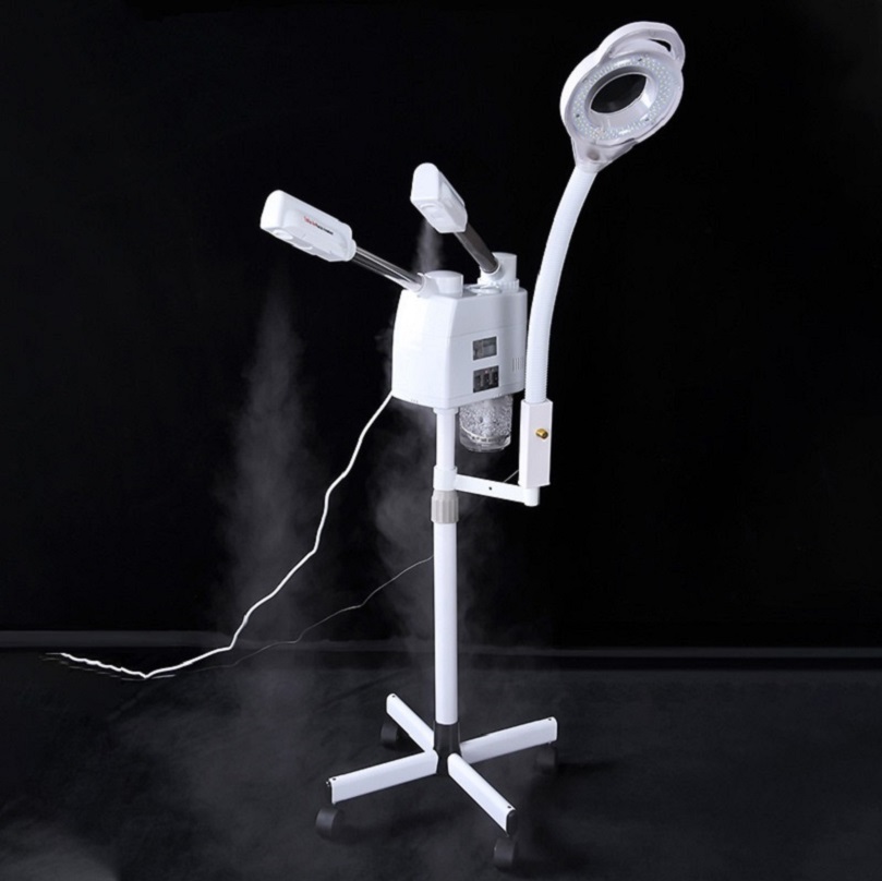 

Multi-Functional Beauty Equipment 3 in 1 Hot and Cold Facial Steamer With 5X Magnifying Lamp Hot Mist Face Sprayer Humidifier For Home Salon