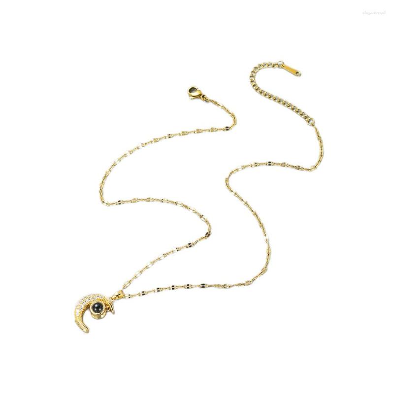 

Pendant Necklaces Necklace Party Moon Girl Collarbone Chain Stainless Steel Fashion Stylish Sparkling Jewelry Sister Choker
