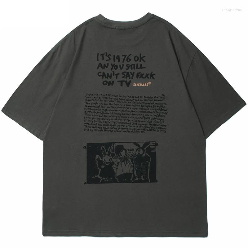 

Men' T Shirts 2023 Men Hip Hop Streetwear Retro Shirt Letter Printed Tshirt Harajuku Cotton T-Shirt Short Sleeve Tops Tees Gray White