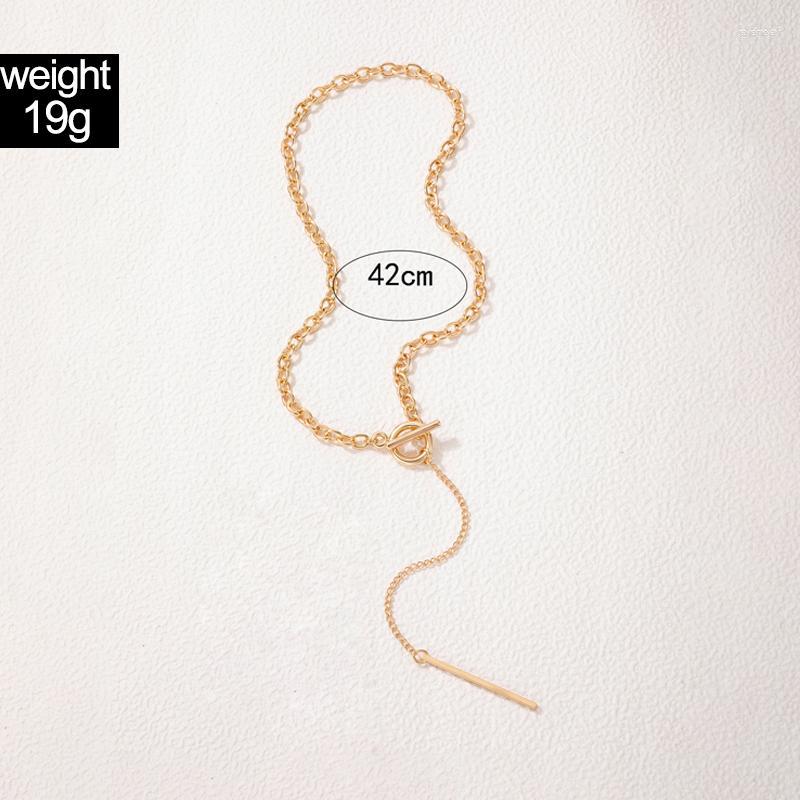 

Choker HuaTang INS Simple Buckle Tassel Pardent Neckalce For Women Bohemian Charms Single Layer Necklaces Fashion Party Jewelry