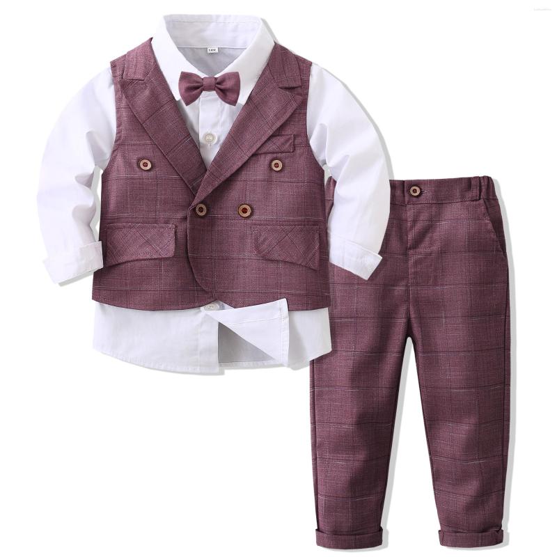 

Clothing Sets Solid Children Boutique Luxury Suit Boy Long Sleeve Birthday Party Outfits Soft Cotton Formal Flower Boys Wearing 1-5 Years, As show