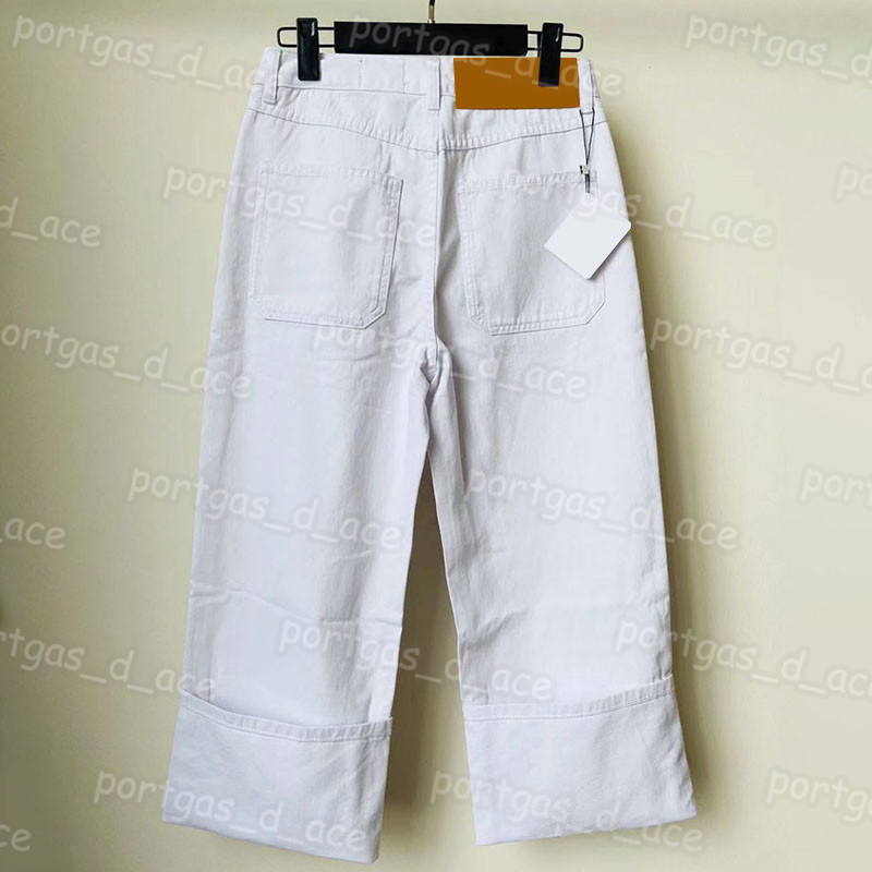 

Luxury Women Denim Pants Embroidered White Wide Leg Jeans Fashion Street Style Jeans Plus Size Trousers Size 32 34 36 38 40 42, White with label#0627