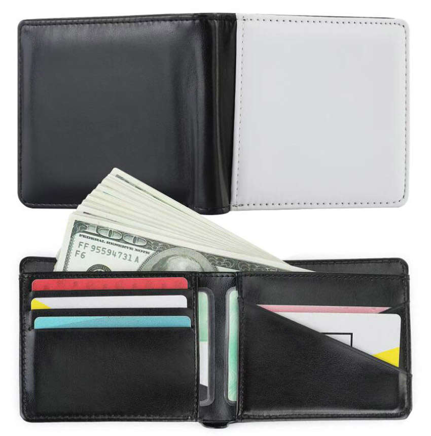

3pcs Personal Men Wallets Sublimation DIY White Single Double Sided Blank PU Short Square Foldable Open Credit Card Holder Father'S Gift