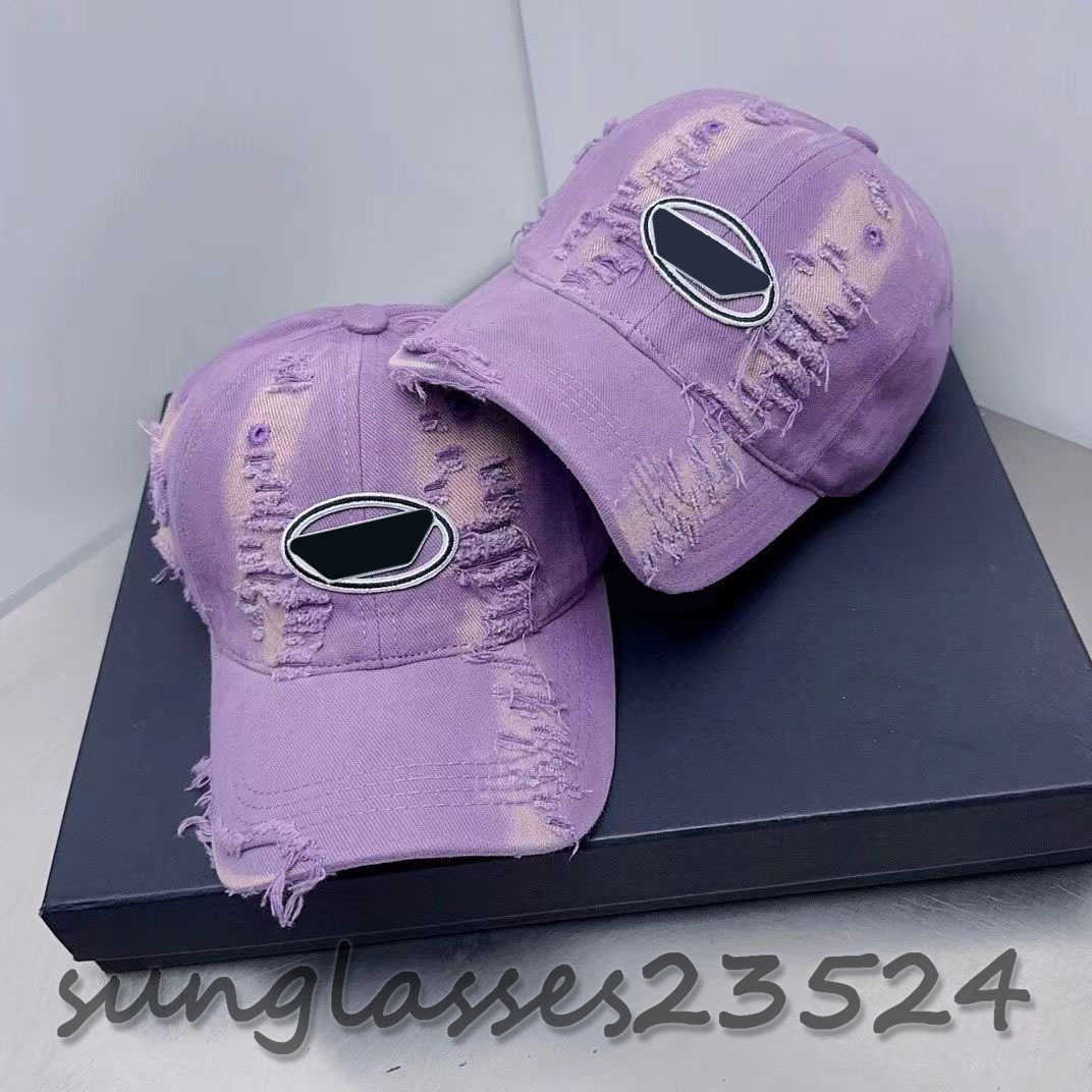 

2023 Spring and summer Duck Tongue Hat new worn out old cap men's and women's tide brand letter stick cloth raw edge couple's Diesel baseball cap Purple hat