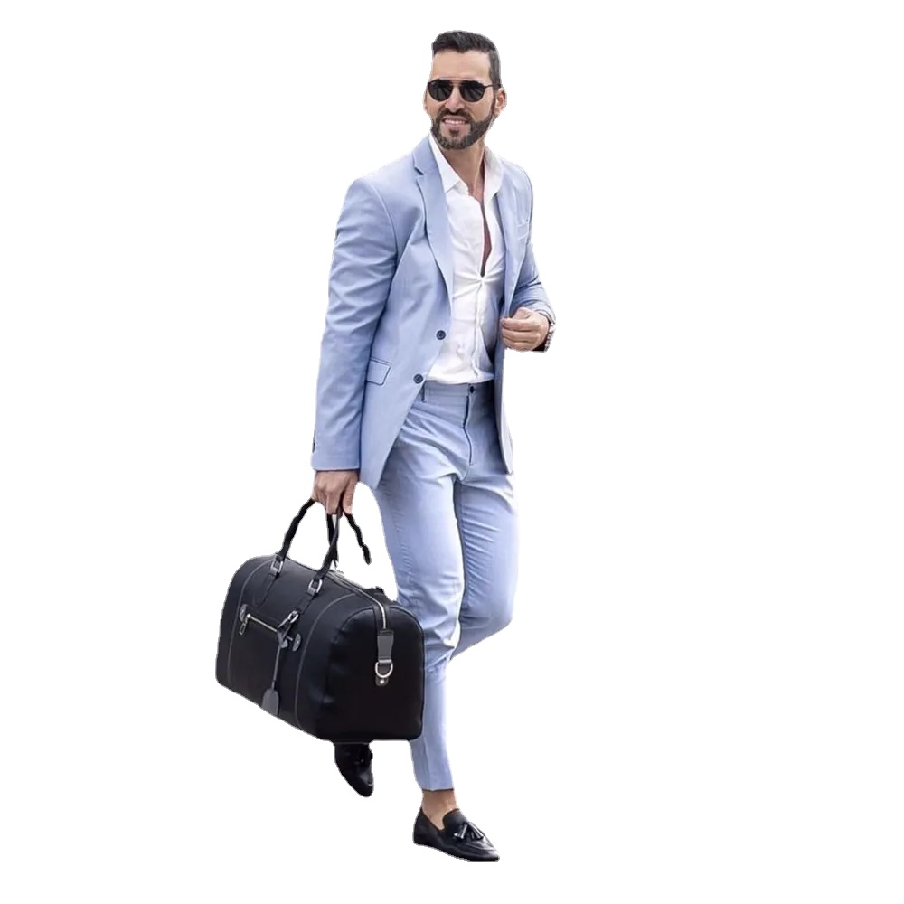 

Light Blue Mens Wedding Tuxedos 2 Pieces Slim Fit Casual Mens Suit Sets Costume Homme Mariage Groom Wear, Same as image
