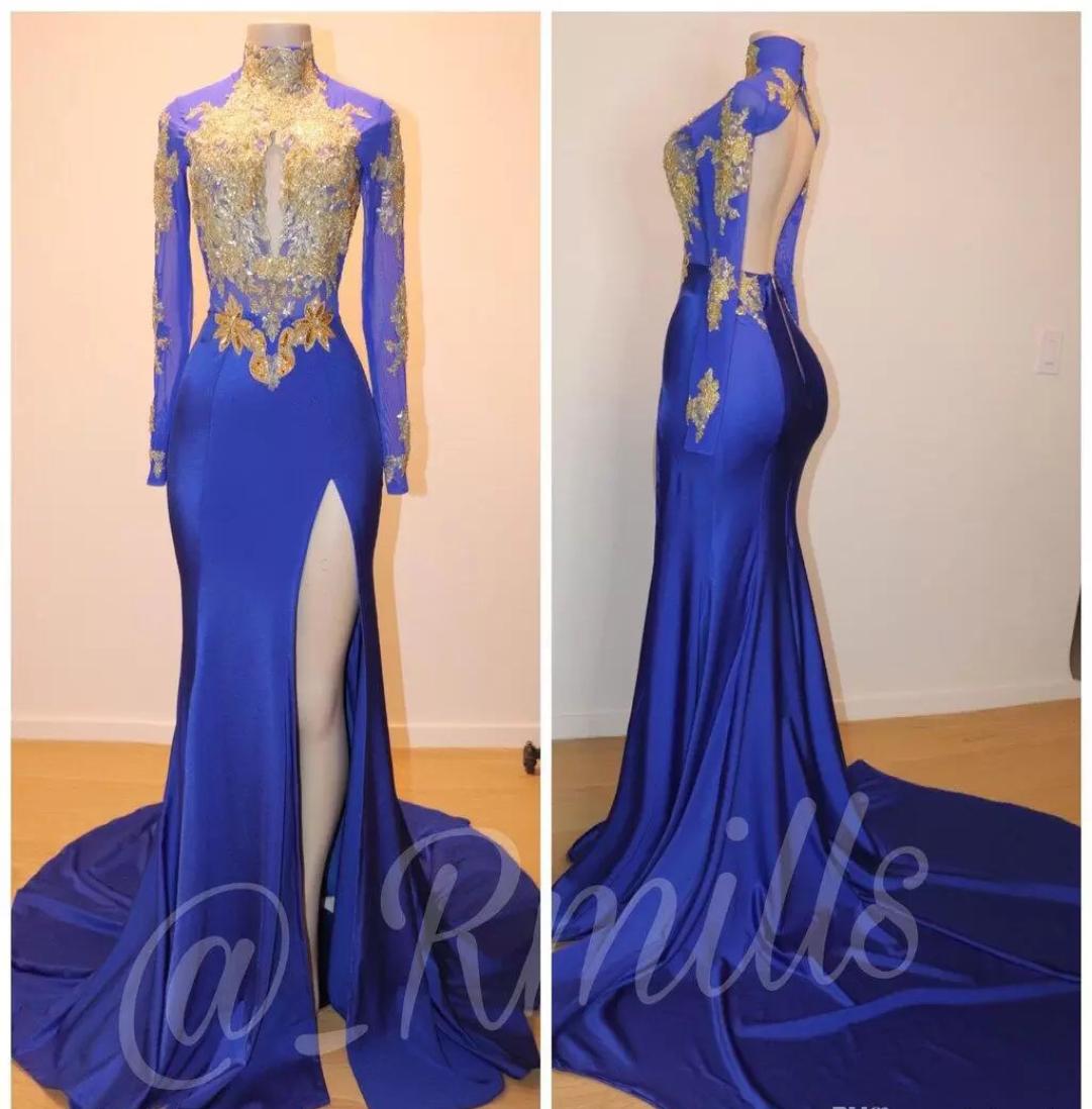 

2019 New Arrival Royal Blue Prom Dress Mermaid High Neck Formal Pageant Holidays Wear Graduation Evening Party Gown Custom Made Pl6646493