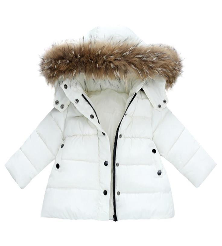 

Children Girls Boys Russia Winter Real Fur Thickened Down Parkas Hooded Coat Jacket Overcoat 110Y Baby Kids Clothing Outerwear Y29977577, Black