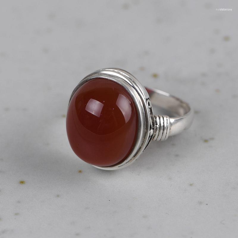 

Cluster Rings FNJ Natural Red Agate Ring 925 Silver Original Pure S925 Sterling For Women Jewelry