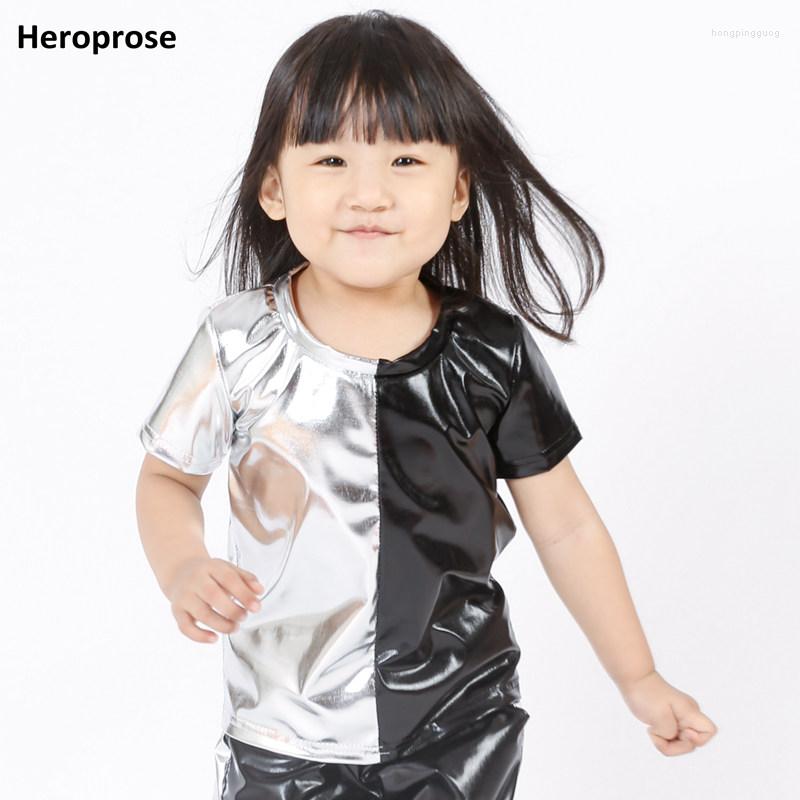 

Women's T Shirts Arrivals Unisex Fashion Hip Hop Dance Tops Silver Black Paillette Patchwork Summber Short Sleeve Stage Performance, Black silver