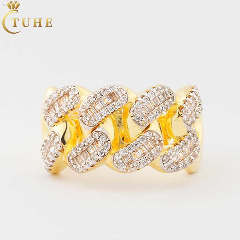 

Gra Certificate Vvs Baguette Moissanite Half Cuban Band Ring Waterproof 925 Sterling Silver Lab Diamond Finger for Men