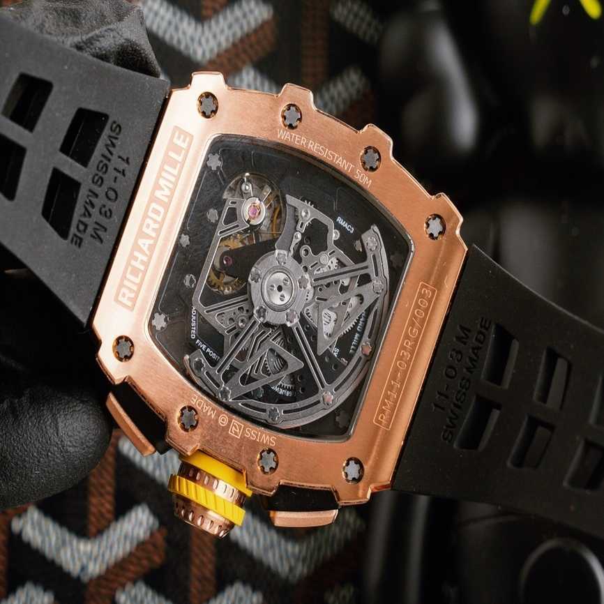 

Fantastic Diamond R i c h a r d Luxury Super style Male wrist watches RM11 RM11-03 UEPB designer High-end quality bust down bezel uhr for men waterproof R84R, Black