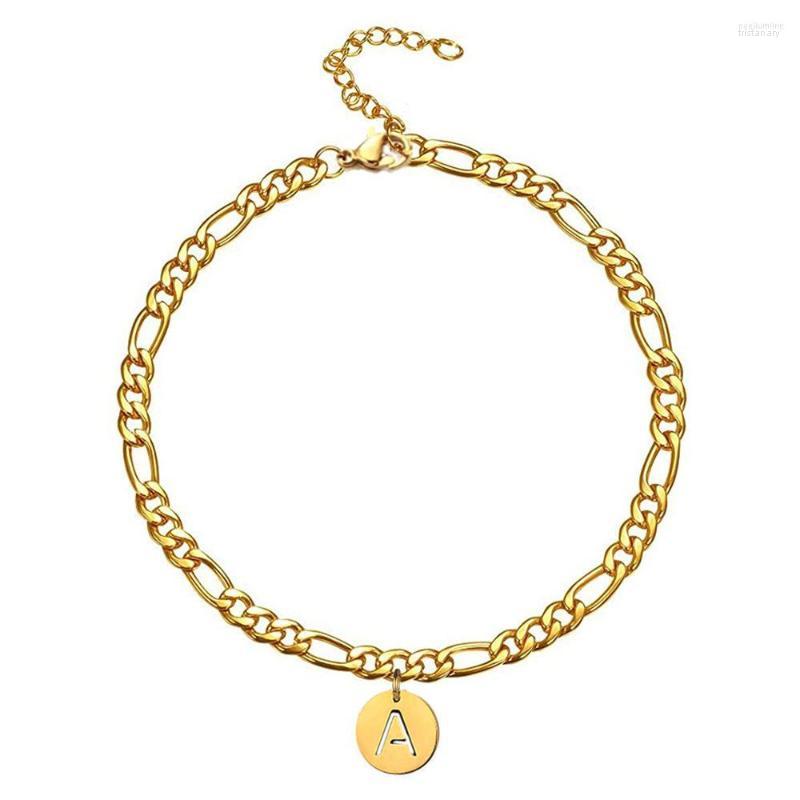 

Anklets Anklet For Women Gold Color Stainless Steel Foot Leg Figaro Chain Initial Letter Ankle Bracelet Woman Simple Beach Jewelry 2023
