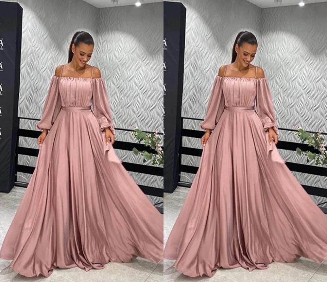 

Elegant Dusty Rose Pink Boho Cold Shoulder Prom Bridesmaid Dresses 2022 Ruched Long Evening Special Occasion Cocktail dress Gowns8188890, Fuchsia