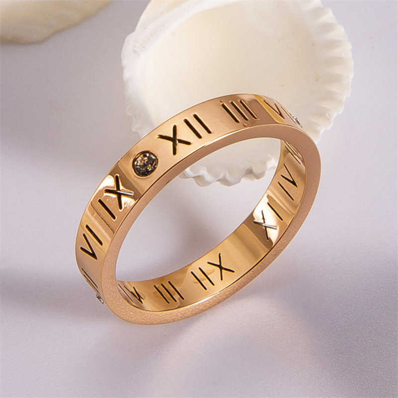 

Original designer Chinese style jewelry titanium steel inlaid diamond Carti ring personality trend couple stainless hollow straight