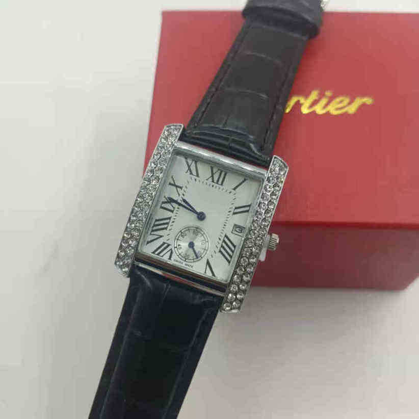 

luxury panthere watch for men santos wristwatches B4AF high quality k full diamond quartz belt leisure calendar female, Black