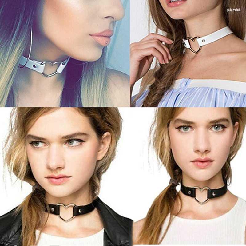 

Choker 2023 Fashion PU Leather Heart Necklace Women Chocker Punk Statement Jewelry Wedding Bride Gift