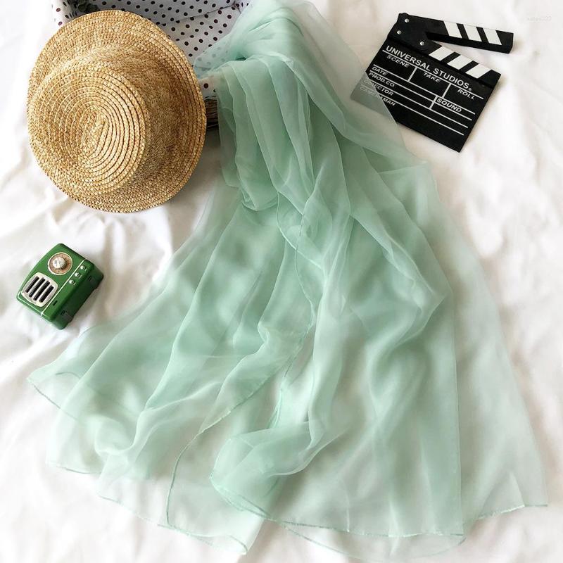 

Scarves Solid Silk Scarf Air Condition Shawl Sunscreen Beach Towel Women's Monochrome Version