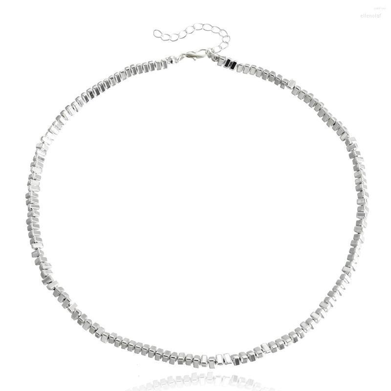 

Pendant Necklaces TAUAM Summer Small Silver Color Square Beaded Chain Necklace For Women Men Design Fashion Accessories