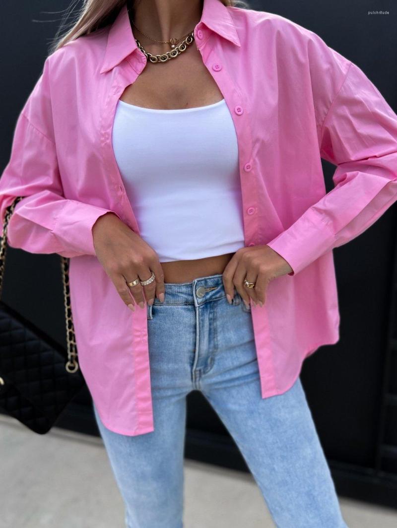 

Women' Blouses Female Classic Solid Color Shirt Tops Long Sleeve Lapel Neck Single-breasted Fitting Wild Fashion Spring Fall Casual Shirts, Green