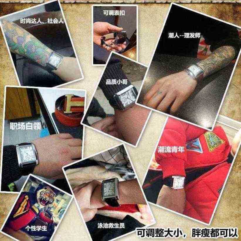 

luxury panthere watch for men santos wristwatches N8Y9 high quality ctangular tank men's leather waterproof quartzA70N, Black