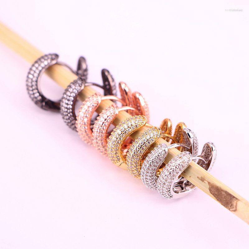 

Hoop Earrings 5Pairs 18 20mm Gold / Rose Metalblack Silver Color Circle Earring Women CZ Jewelry Clear Cubic Zirconia Stud