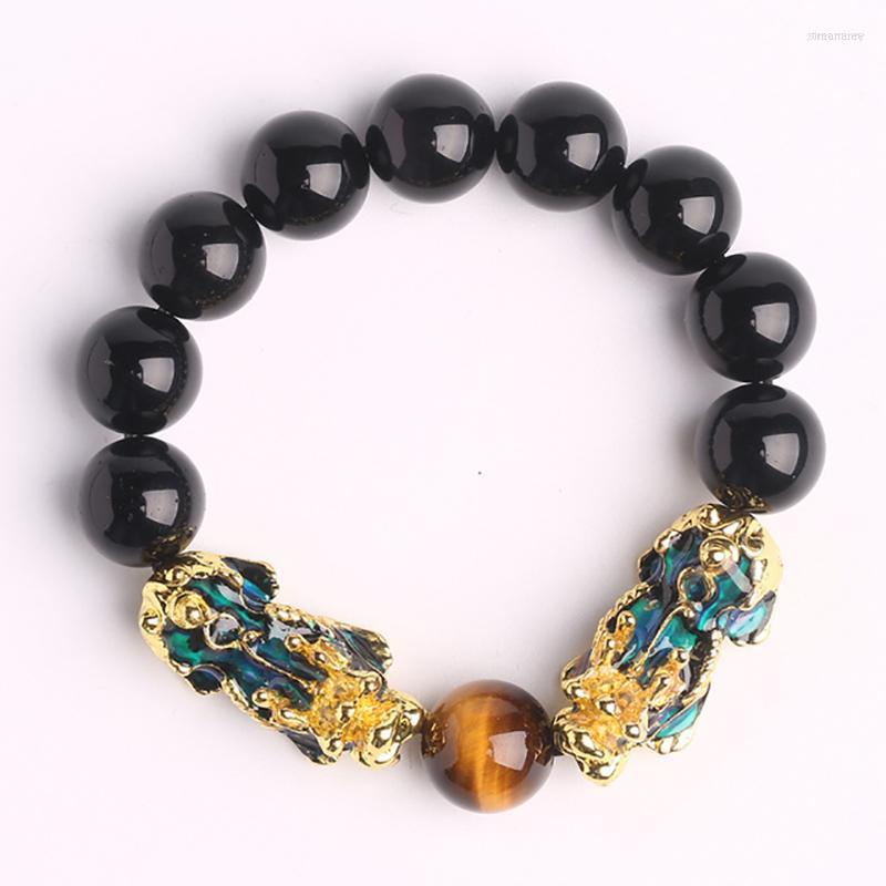 

Strand Drop JoursNeige Black Natural Obsidian Stone Bracelets Creative Temperature Pixiu Bracelet For Men Jewelry