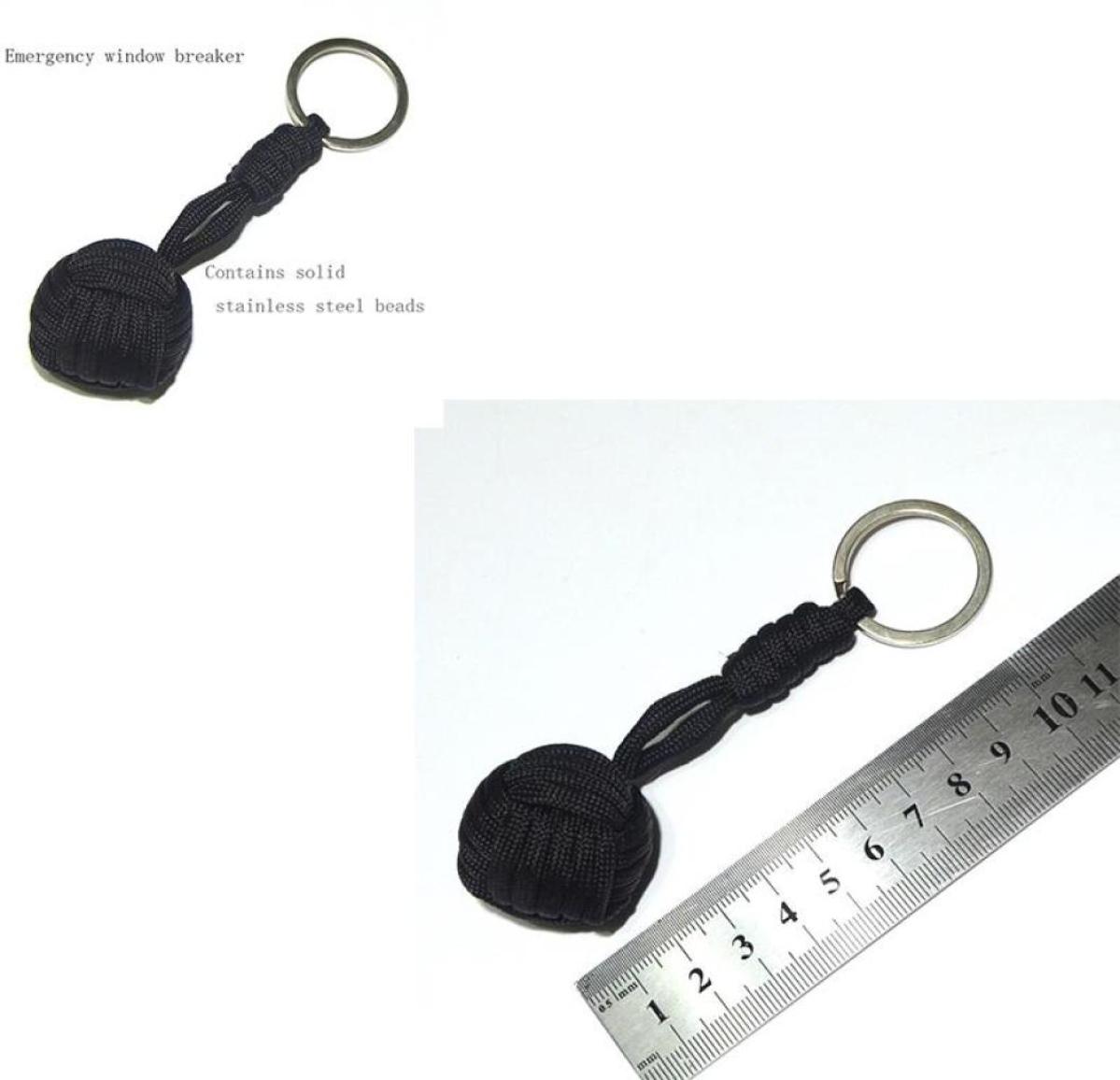

Outdoor umbrella rope self defense key chain steel ball selfdefense ball key ball monkey match boxing weaving6626263, Black