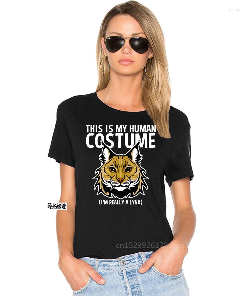 

Women's T Shirts Human Costume Shirt I'm Really A Lynx High Quality Men T-shirt Fashion Summer 2429X, Black(women)