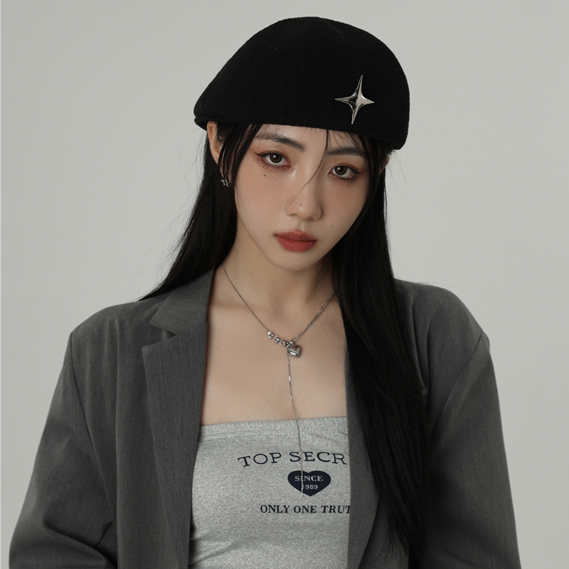 

Korean Ins Star Berets Women Summer Breathable Thin Versatile Face Small Forward Hat Japanese Vintage Reverse Painter Beret Cap