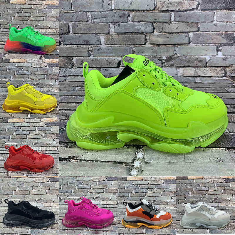

Casual Paris Shoes Sneakers Clear Sole Red Neon Green Rainbow Pink Black Beige Yellow Navy Mens Women Platform 2021 Paris Triple-S Paris WGLY, 27-36-45fluo