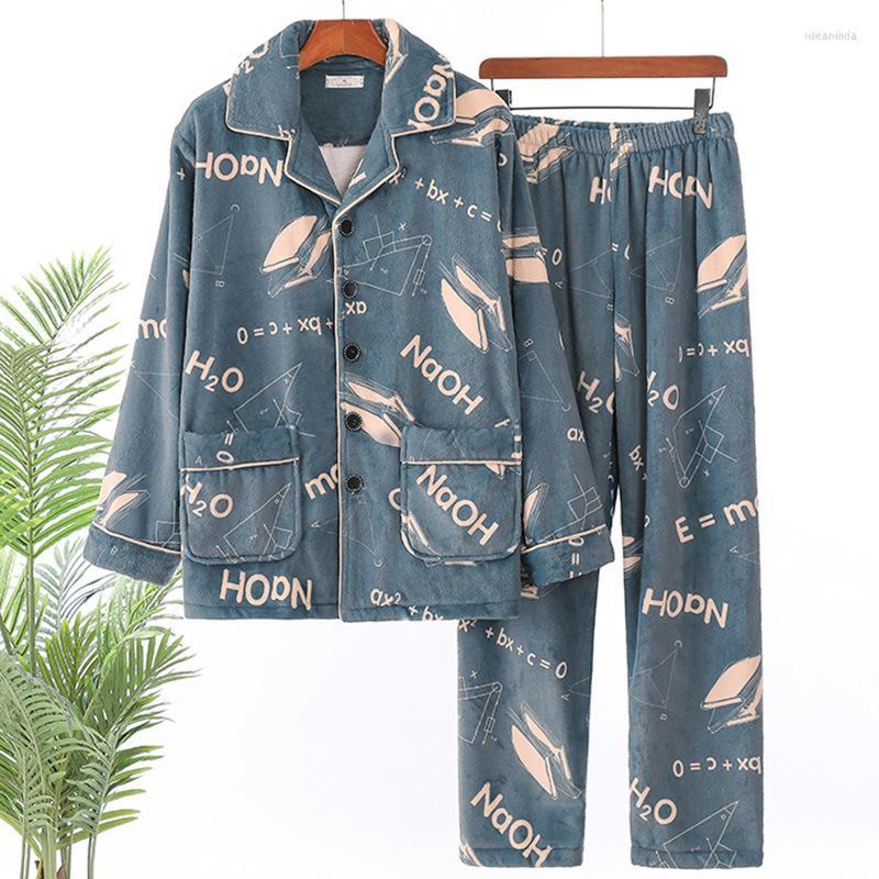 

Men's Sleepwear Men's Winter Pajamas For Men Flannel 5XL Thick Warm Casual V Neck Home Clothes Long-sleeved Trousers Male Nightwear, 3305
