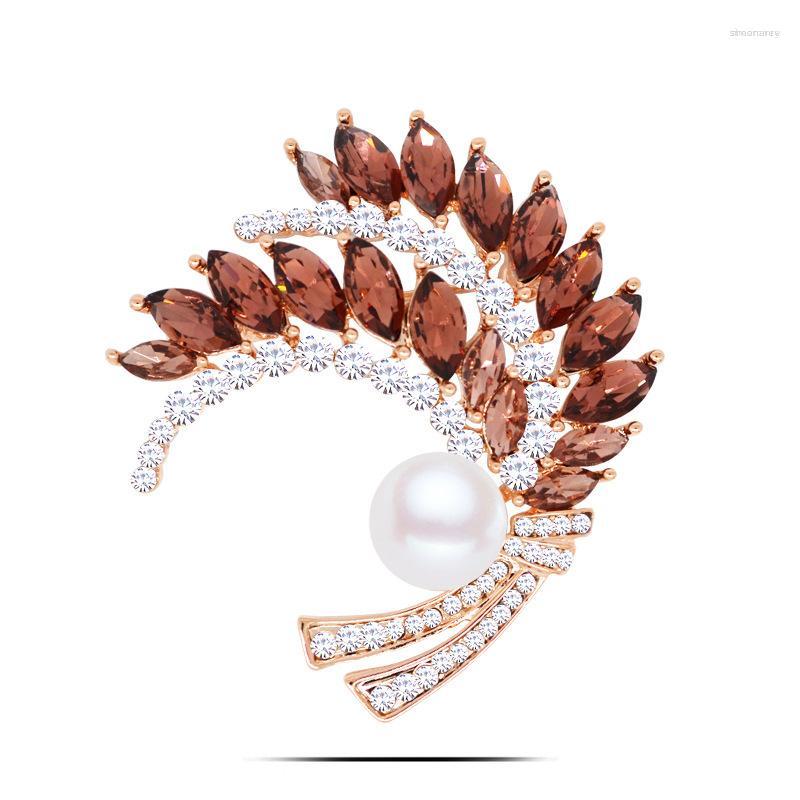 

Brooches Luxury Clear Blue Red Crystal Wheat Brooch For Women Lady Elegant Party Wedding Engagement Jewelry