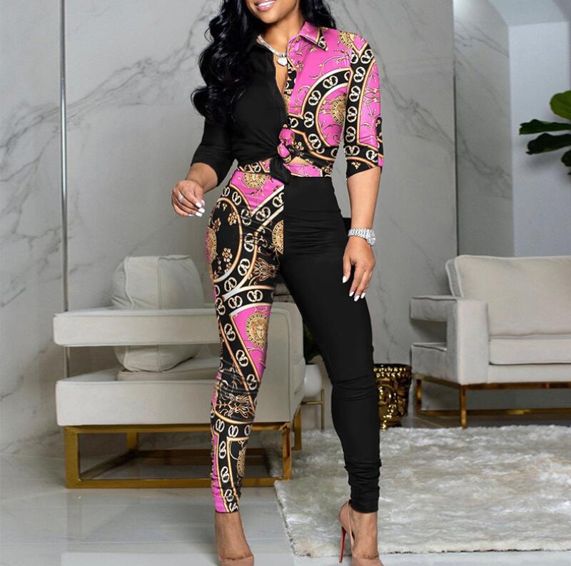 

Women' suit 2023 Autumn New New Casual Women' Set Colored Printed Long Sleeve Polo Shirt Casual Pants Women' Two Piece Set