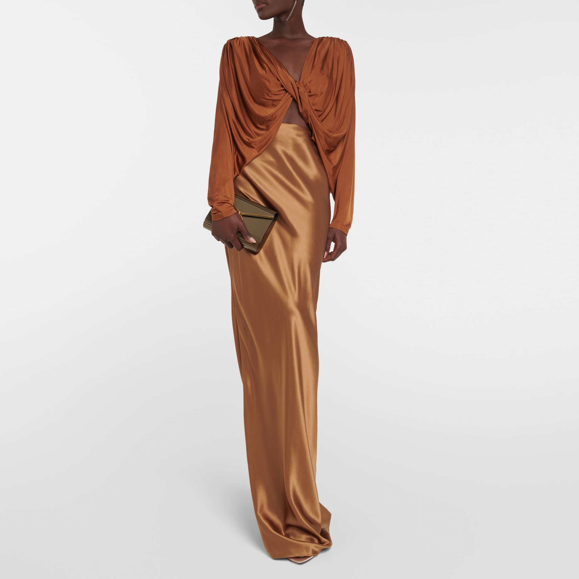 

Women' Blouses Stereoscopic cut bat sleeve shorts top, Brown