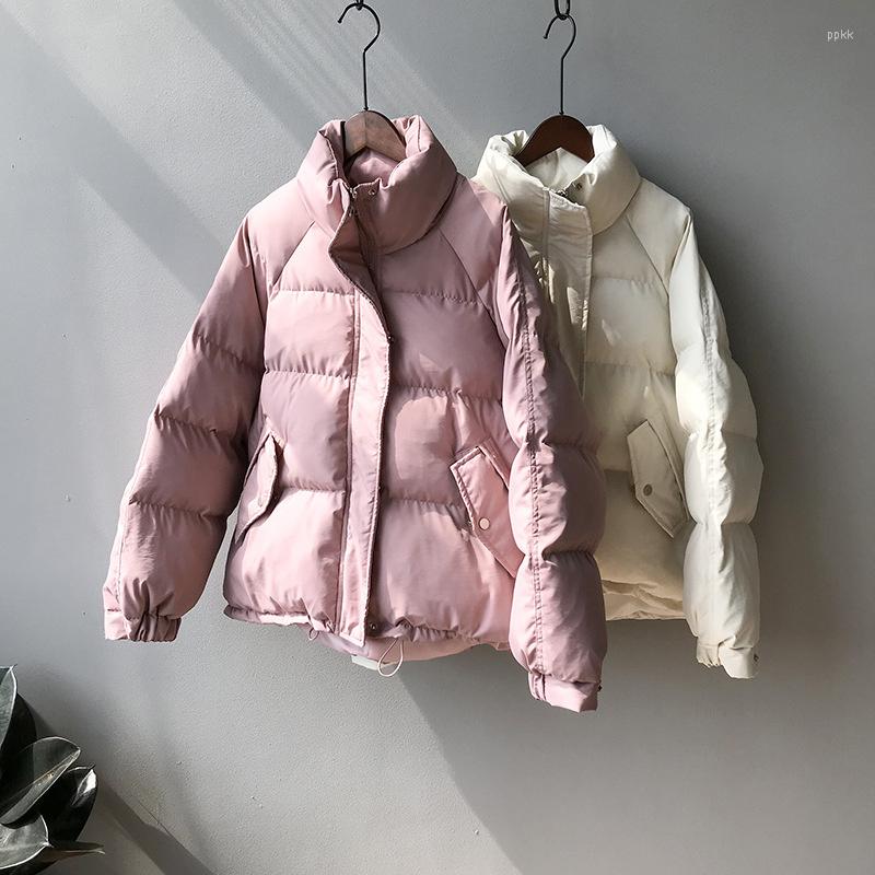 

Women's Trench Coats 2023 Winter Korean-Style Loose Slim-Looking Quilted Cotton Cloth Warm Cotton-Padded Clothes Jacket For Female Students, Beige