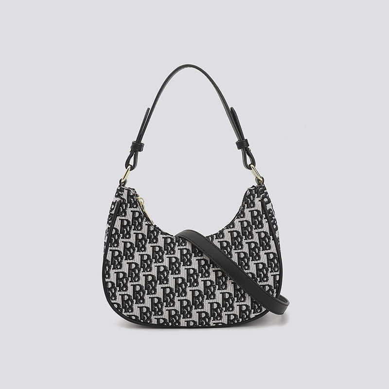

New Trendy Oblique Shoulder Bag Underarm Bag Small Bag Crescent Bag, Black4