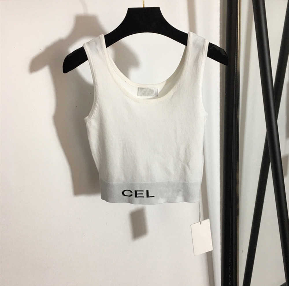 

Designers White Knitted Tank Top Cool And Breathable High-stretch Comfortable Fabric Alphabet Jacquard Knit Vest Summer Outdoor Sports Tops For Women 55