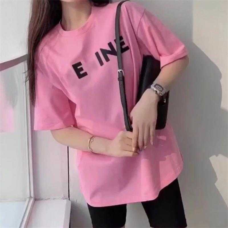 

Women's T-shirt spring and summer new ce letter printing pure cotton round neck couple casual wear men and women, White