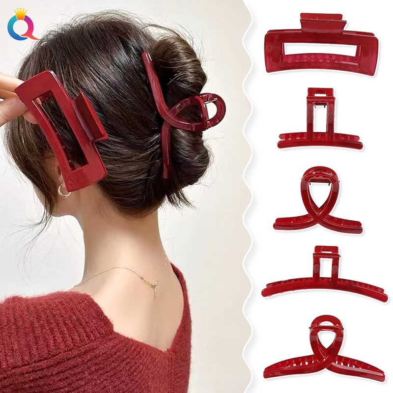 

Fashion blogger designer jewelry New Year's Red Hairpin Advanced Sense Grip Clip Shark Clip accessories Barrettes hair wholesale ZJ59