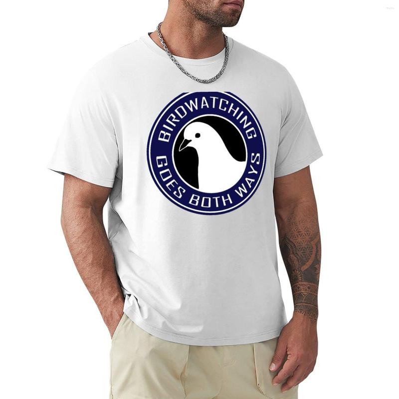 

Men's Polos Birdwatching Goes Both Ways T-Shirt Kawaii Clothes Quick Drying Shirt Mens Cotton T Shirts, White