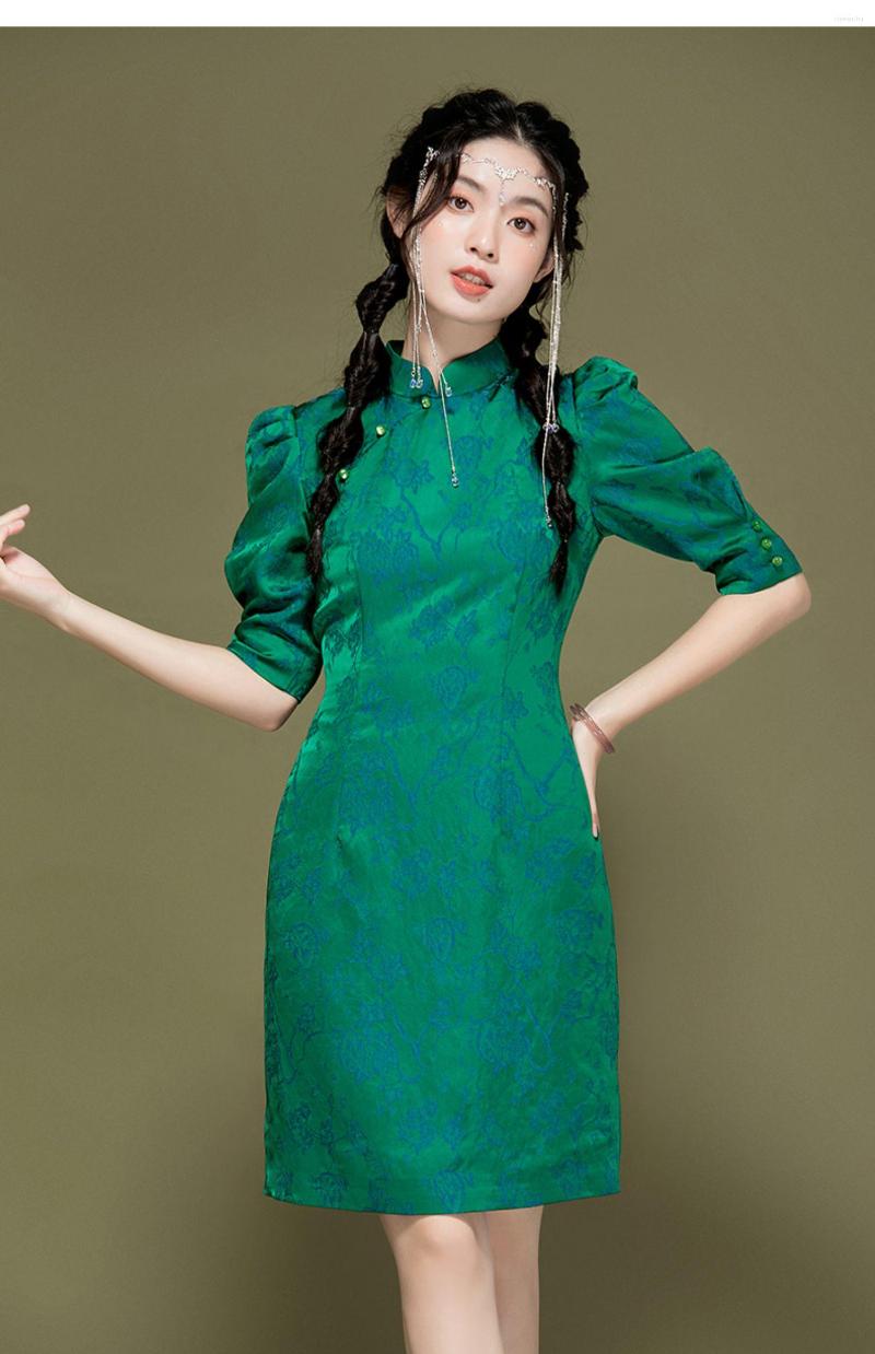 

Ethnic Clothing Costume Chinese Green Evening Dresses Qipao Party Ballgowns