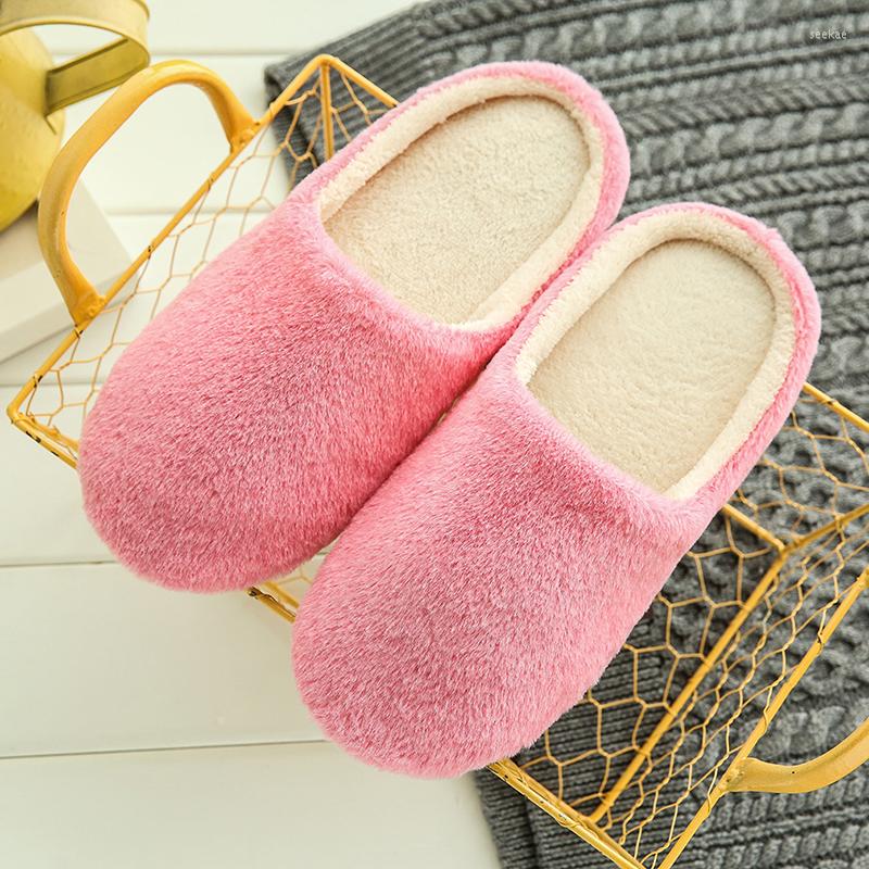 

Slippers Warm Flats Soft Sole Women Indoor Floor Slippers/Shoes Plush Home 10 Colors, Red
